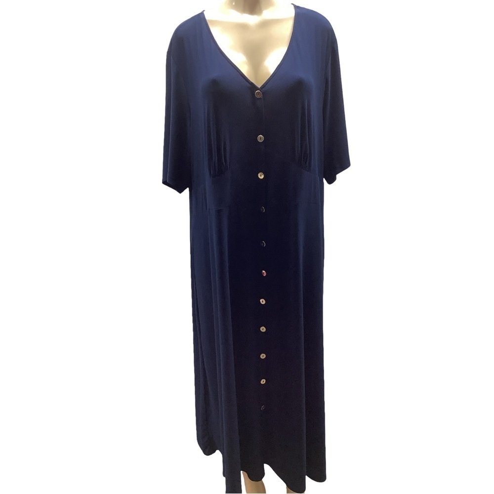 Sam and Jess Size 3X Navy Short Sleeve Midi Fit Button Dress. New With Tags - Picture 5 of 7